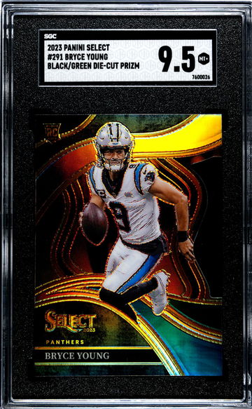 2023 Panini Select #291 Bryce Young Black/Green Die-Cut Prizm SGC 9.5