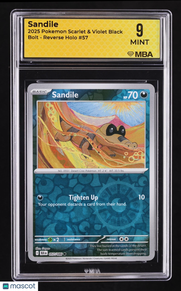 2025 Pokemon Scarlet & Violet Black Bolt Sandile Reverse Holo MBA 9 #57