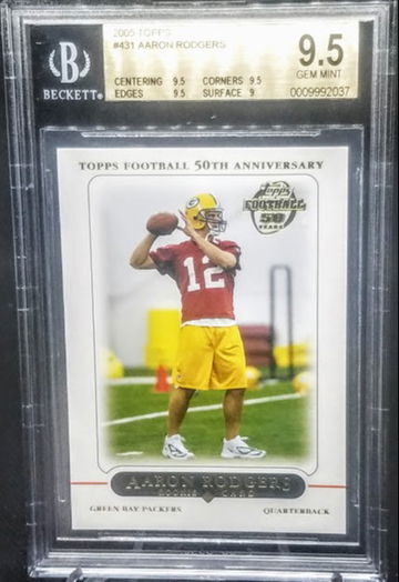 Aaron Rodgers 2005 Topps RC Rookie Card # 431 Graded BGS 9.5 Gem Mint
