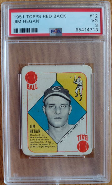 1951 Topps Red Back Jim Hegan PSA 3