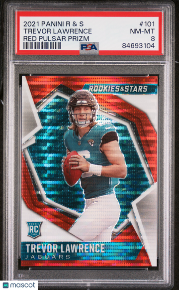 2021 Panini Rookies & Stars Trevor Lawrence #101 Red Pulsar Prizm PSA 8