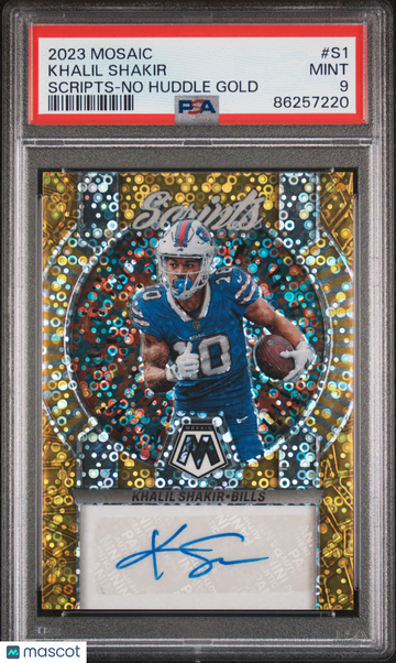2023 Mosaic Khalil Shakir Scripts No Huddle Gold #2/10 - PSA 9