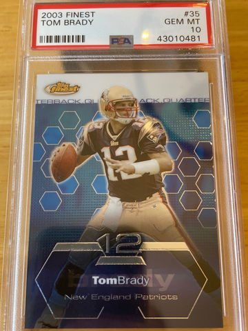 2003 Topps Finest Tom Brady PSA 10 Gem Mint. Second year Topps Finest