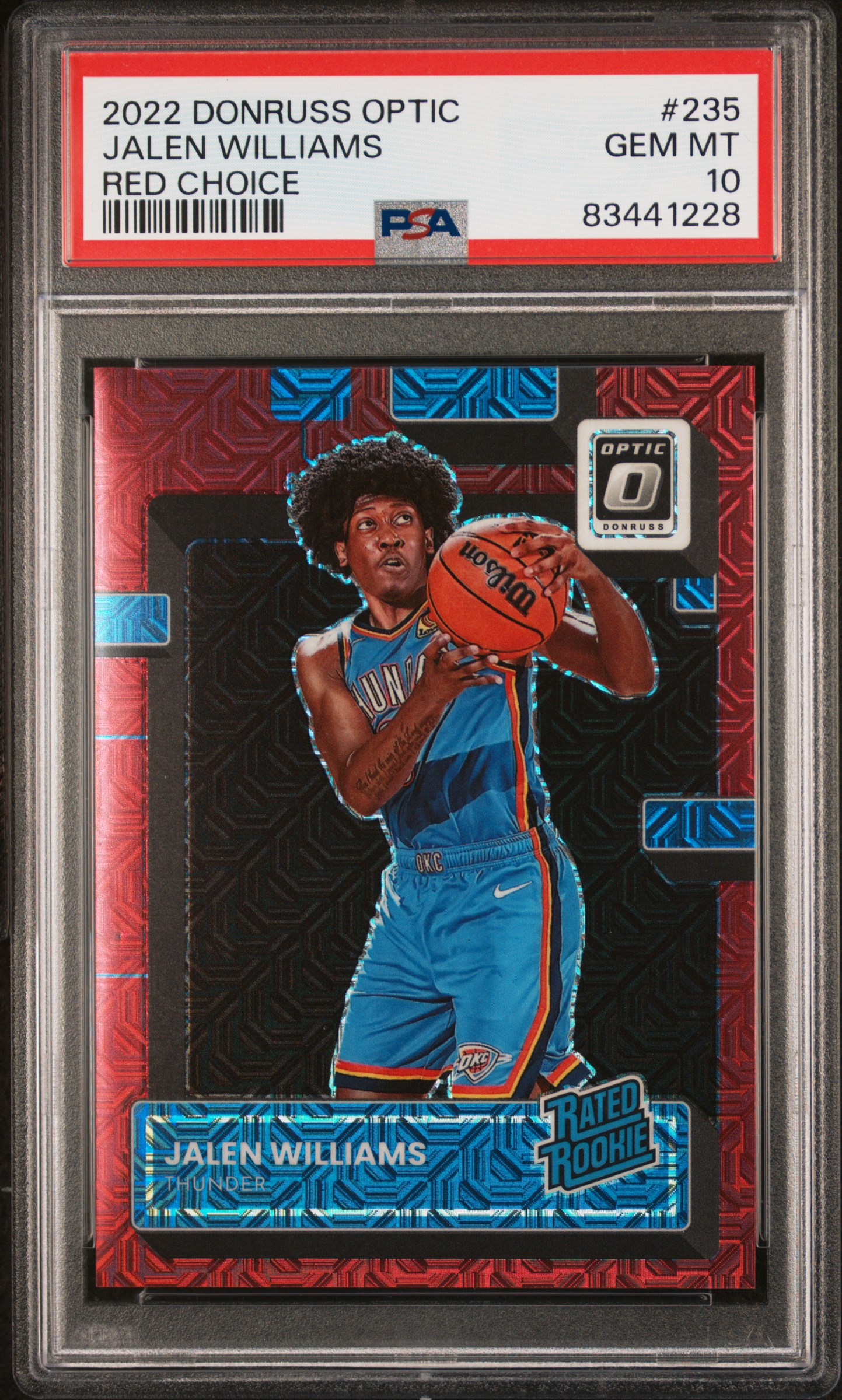 Jalen Williams 2022-23 Donruss Optic Red Choice Mojo /88 RC PSA10 GEM MT Thunder