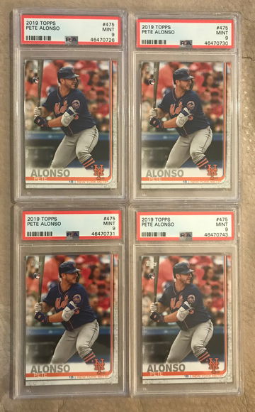 (4) 2019 Topps Pete Alonso RC PSA 9