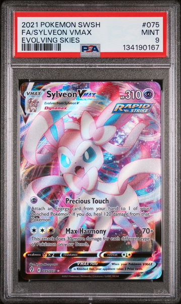 2021 Pokemon Sword and Shield Evolving Skies Sylveon Vmax #75 /203 PSA 9