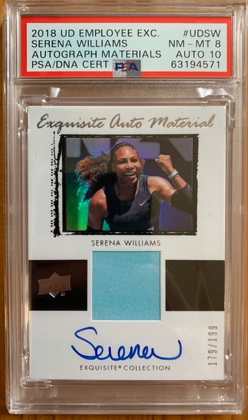 2018 Upper Deck Employee Exclusive Serena Williams Exquisite Auto Material /199 PSA 8 Auto 10