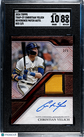 2024 Topps Christian Yelich #TRAP-CY Reverence Patch Autograph Red SGC 8 Auto 10