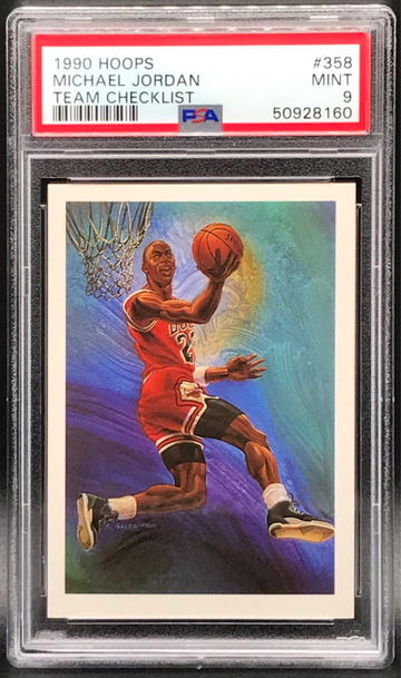 1990-91 NBA Hoops #358 Michael Jordan Team Checklist PSA 9 MINT