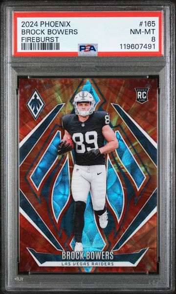 2024 Panini Phoenix Fireburst Brock Bowers #165 RC PSA 8