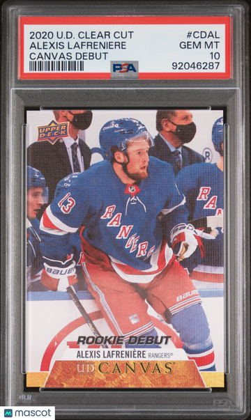 2020 Upper Deck Clear Cut Canvas Debut Alexis Lafreniere #CDAL PSA 10