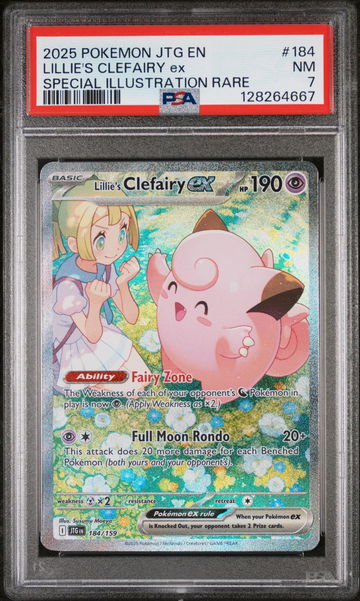 2025 Pokemon Scarlet and Violet Journey Together Special Illustration Rare Lillie's Clefairy Ex #184 /159 PSA 7