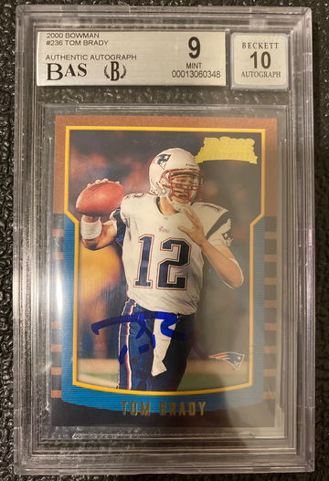 2000 Bowman Football Tom Brady ROOKIE RC AUTO #236 BGS 9 MINT