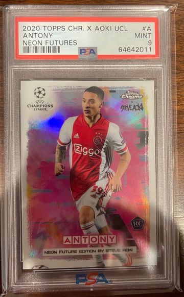 ANTONY SSP NEON FUTURES RC 2021 TOPPS CHROME UEFA AOKI AJAX ROOKIE RC PSA 9 Mint