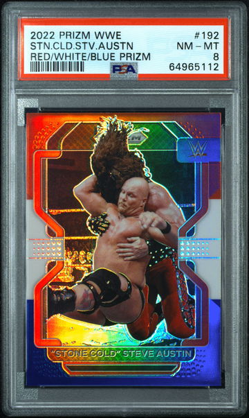 💎 2022 Panini Prizm WWE Red White Blue Stone Cold Steve Austin PSA SSP Rare 👻