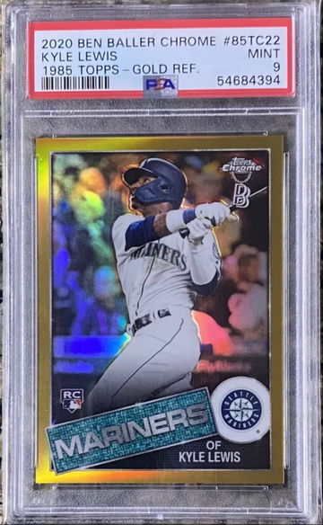 2020 Topps Chrome Ben Baller Kyle Lewis RC Gold 85’Throwback #30/50 PSA 9