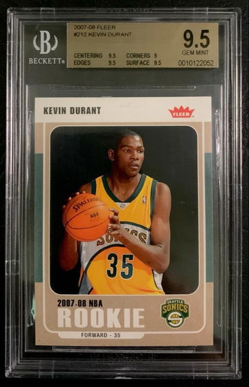 2007-08 Fleer #212 Kevin Durant Rookie RC BGS 9.5 GEM MINT  - DHL Express Air with Tracking from Overseas