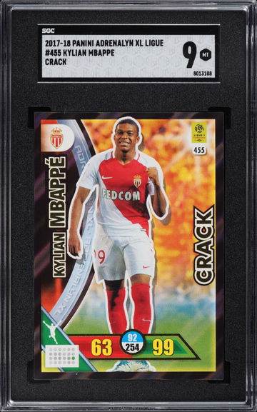 2017 Panini Adrenalyn XL Kylian Mbappe ROOKIE RC #455 SGC 9 GOLD FOIL -RARE