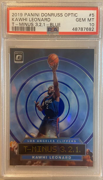 2019 Optic Kawhi Leonard T-Minus 3,2,1 Blue 23/85 PSA 10
