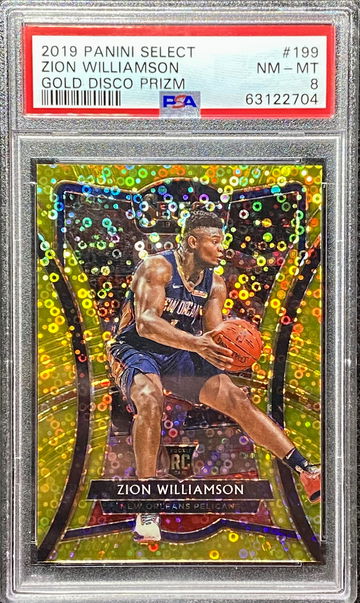 2018 Panini Select Zion Williamson Gold Disco /10 RC Rookie PSA 8