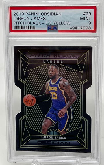 2019 Panini Obsidian LeBron James /10 Pitch Black-E/E Yellow PSA 9