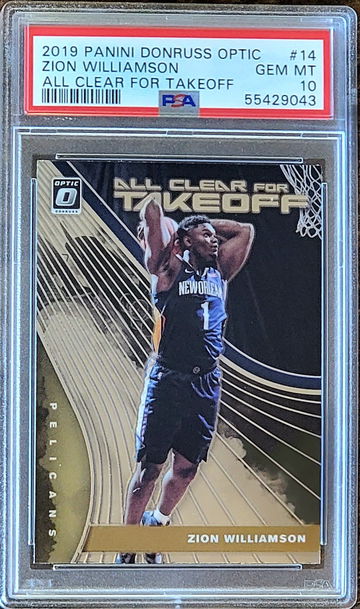 2019 ZION WILLIAMSON Panini Donruss Optic All Clear For Takeoff PSA 10 Rookie RC #14