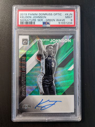 Keldon Johnson RC PSA 9 auto 2019 Donruss Optic Signature series Green PSA 9 Auto RC