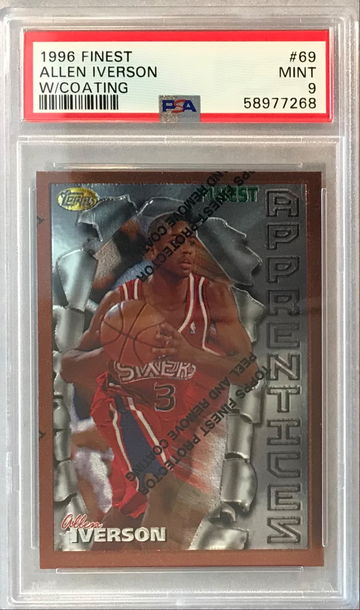 Allen Iverson 1996 Finest #69 w/ Coating Rookie RC PSA 9 Mint - 76ers