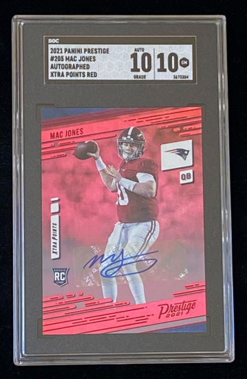 2021 PANINI PRESTIGE MAC JONES ROOKIE AUTO XTRA POINTS RED SGC 10 / 10 GEM MINT