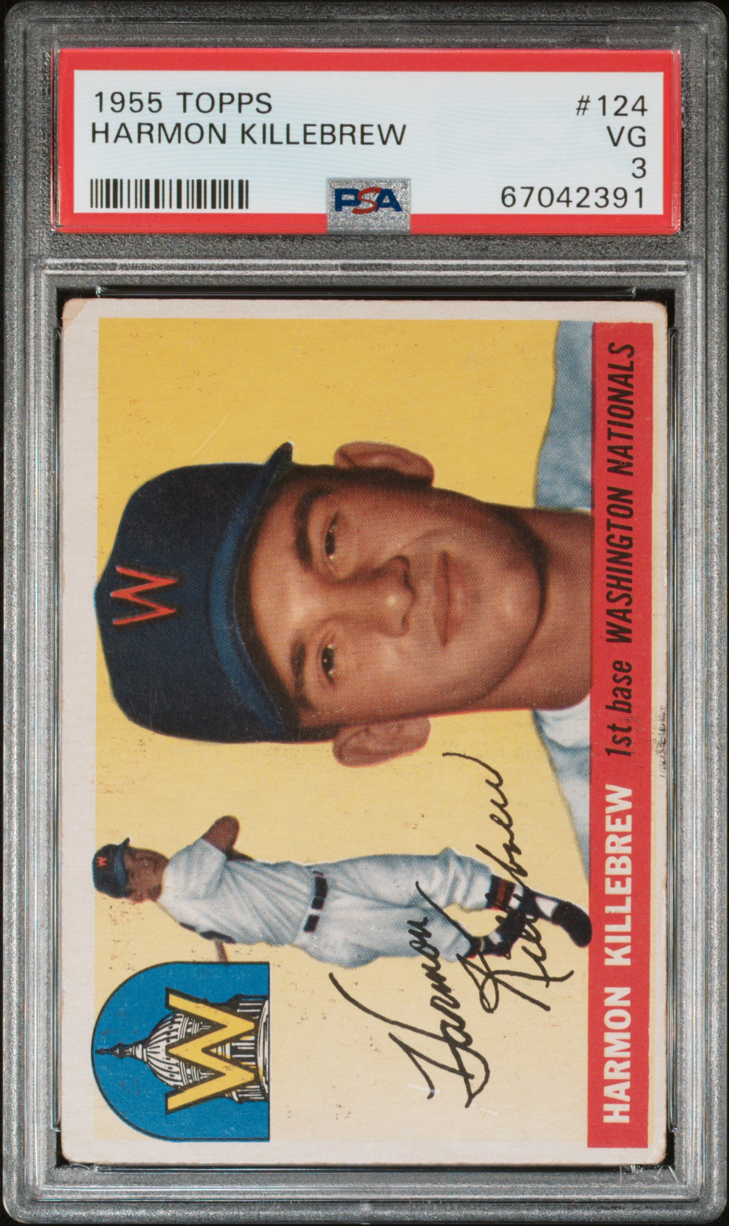 1955 Topps Baseball #124 Harmon Killebrew PSA 3