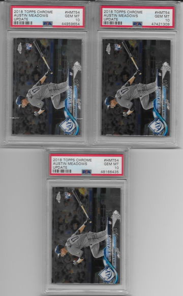 Lot of 3 2018 Topps Chrome Update Austin Meadows PSA 10