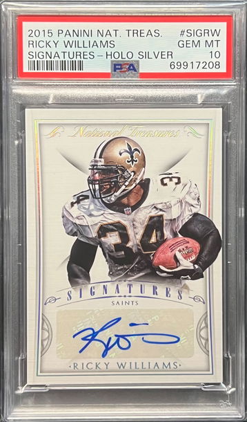 Ricky Williams 2015 Nat. Treasures Auto /15 PSA 10