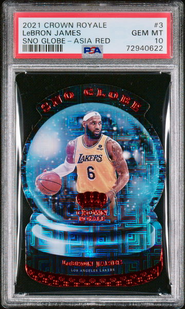 Lebron James 2021-22 Panini Crown Royale SNO GLOBE TMALL Asia Red SSP LA Lakers PSA 10 Gem Mint