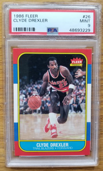 1986 Fleer Clyde Drexler #26 PSA 9