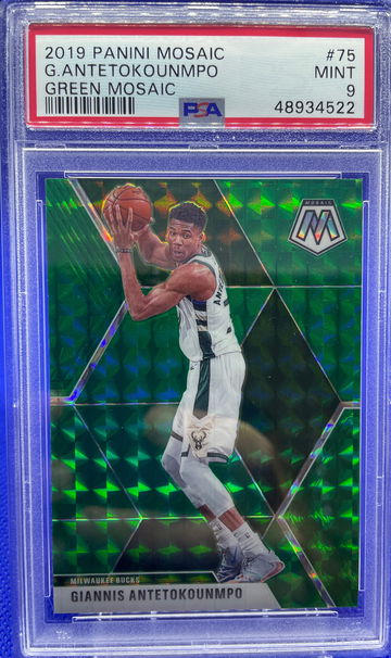 2019-20 Panini Mosaic GIANNIS ANTETOKOUNMPO Green Prizm Parallel SP Mint PSA 9