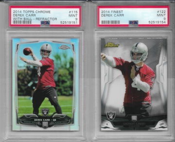 2014 Finest & Topps Chrome Refractor DEREK CAR PSA 9 RC Rookie LOT Raiders