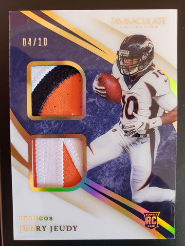 2020 Panini Immaculate Jerry Jeudy RC Rookie Dual Jerseys Gold Patch /10 #DJ13