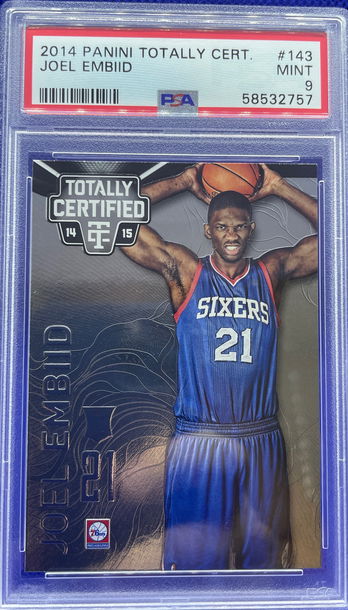 JOEL EMBIID ROOKIE CARD 2014 Panini Totally Certified #143 RC 76ers PSA 9 MINT
