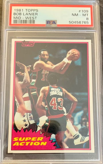 1981 Topps Basketball MID WEST #109 Bob Lanier  PSA 8 NM-MT Graded Super Action