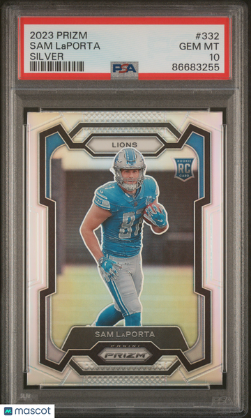 PSA 10 2023 Panini Prizm Sam Laporta Silver Rookie #332