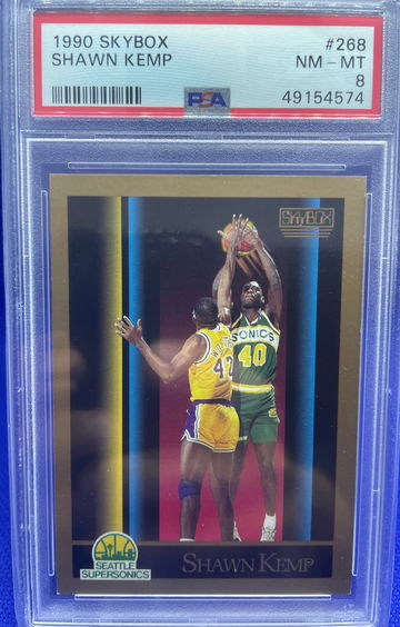 Shawn Kemp 1990 NBA Skybox #268 Rookie RC Seattle Supersonics NM-MINT PSA 8