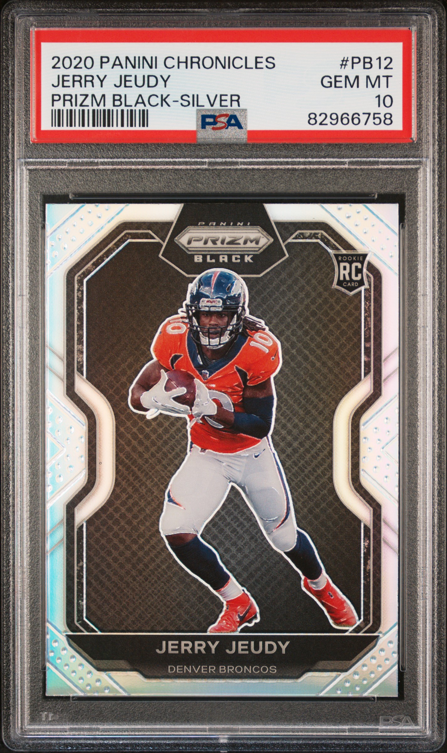 Jerry Jeudy 2020 Panini Chronicles Prizm Black Silver Prizm RC PSA10 GEM MINT