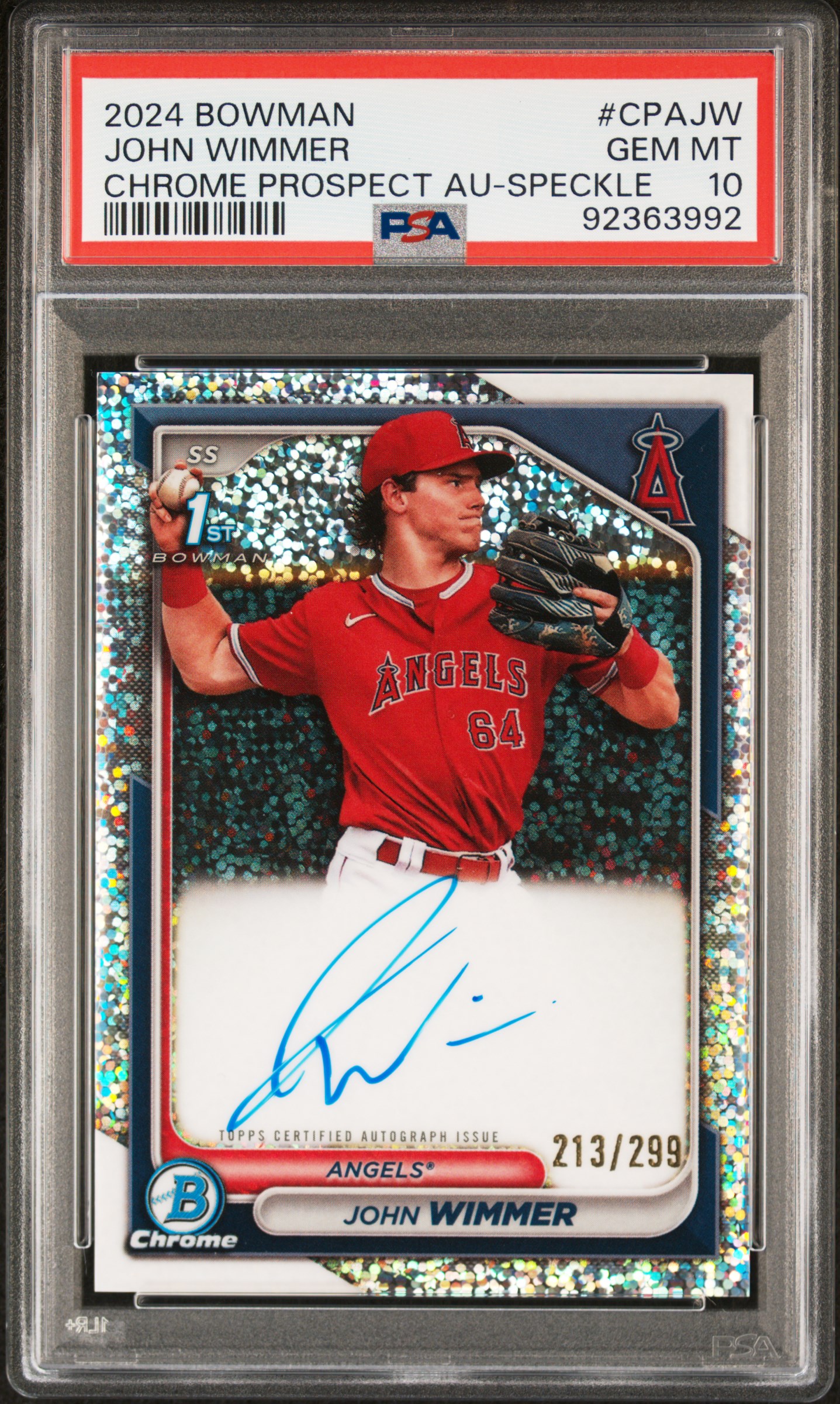 2024 Bowman Chrome Prospect Au-Speckle John Wimmer #CPA-JW /299 PSA 10