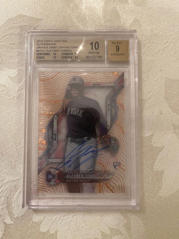 2018 RC Topps Gleyber Torres Orange Orbit Difftactor BGS 10 AUTO 9 20/25