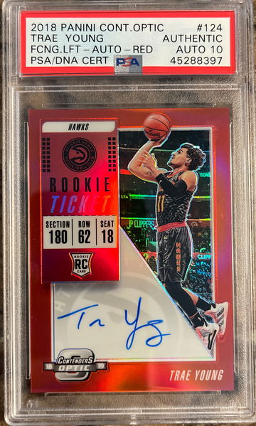 2018 Panini Contenders Optic Trae Young Facing left 41/149 Authentic with Auto 10