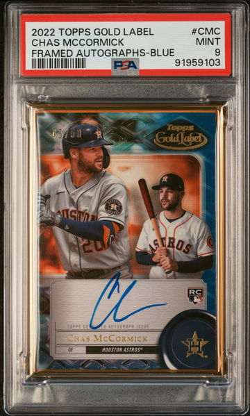 2022 Topps Gold Label Blue Chas McCormick #CMC RC Auto /50 PSA 9