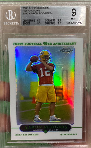 Aaron Rodgers 2005 Topps Chrome Refractor Rookie BGS 9 With 3 9.5 Subs
