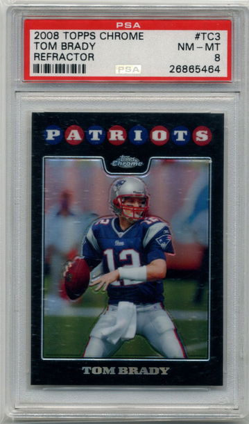 2008 Topps Chrome #TC3 Tom Brady Refractor PSA 8