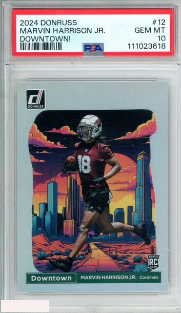 2024 PANINI DONRUSS DOWNTOWN! MARVIN HARRISON JR #12 ROOKIE RC PSA 10 GEM MT