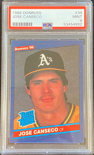 1986 Donruss Jose Canseco #39, Rookie RC, PSA 9 MINT, new slab